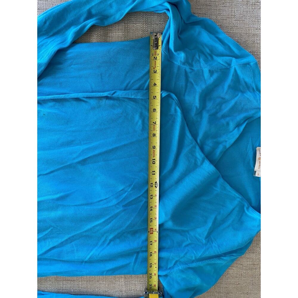 TORY BURCH Cardigan Blue Long Sleeve Open Front Draped Sweater L - Picture 4 of 12
